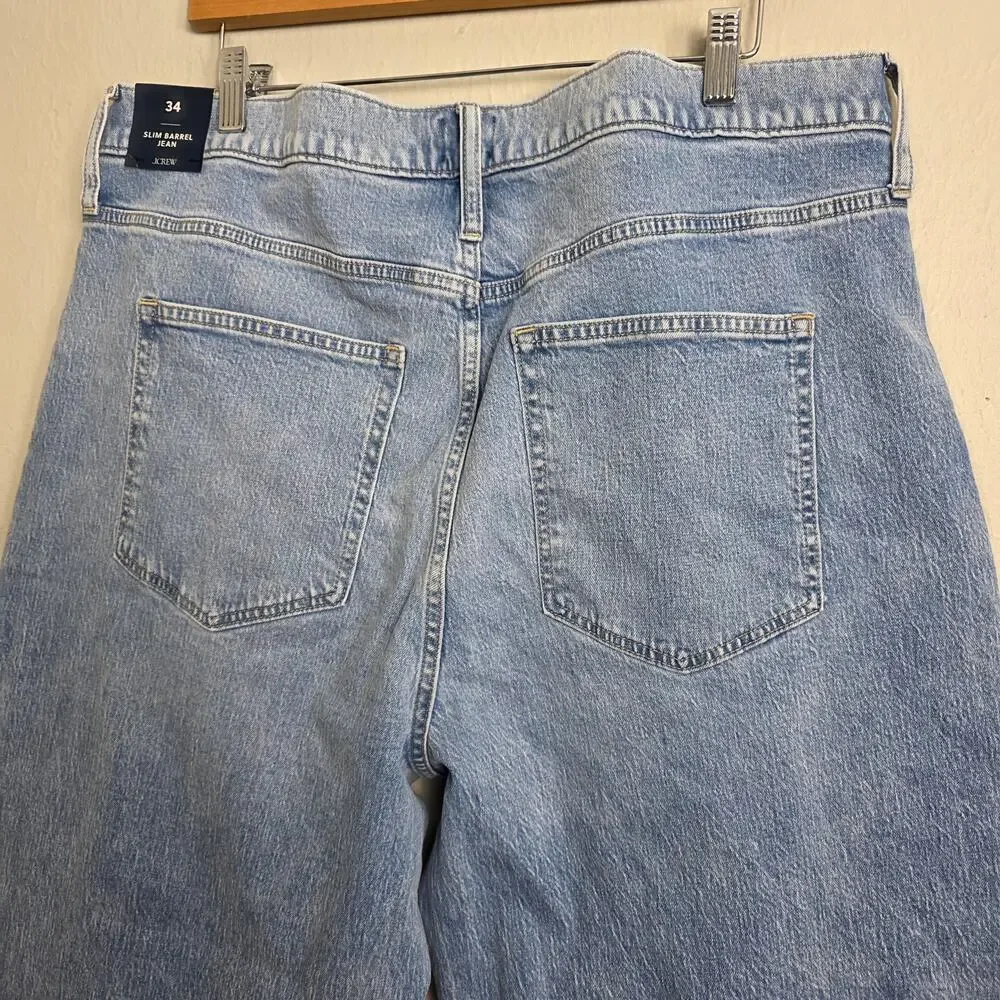 J.Crew Barrel Leg Jeans Jeanne Wash All Day Stretch NWT Size 34 CQ501
